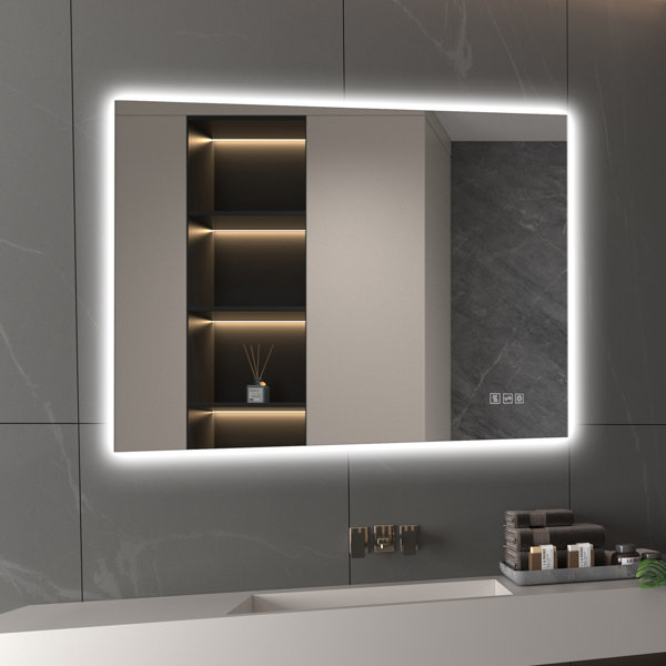 YULIKA Wall Mounted Rectangle Led Bathoom Vanity Mirror Dimmable ...